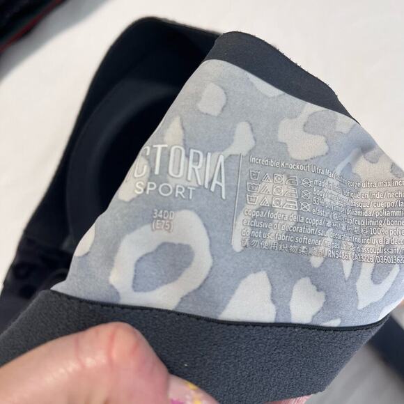 Victoria's Secret Gray/Black Leppard Print Incredible Ultra Max Support Bra 34DD - Picture 7 of 8